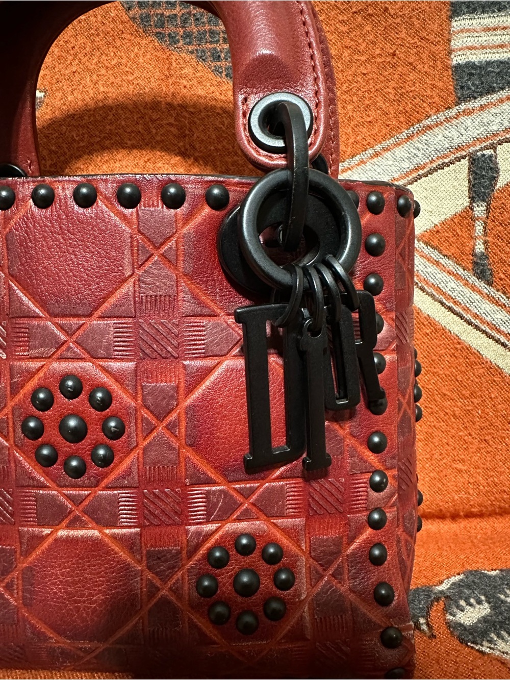 CHRISTIAN DIOR❤️🌟 LIMITED MINI LADY DIOR EMBOSSED LEATHER W/ BLACK HARDWARE⭐️ - Picture 2 of 12